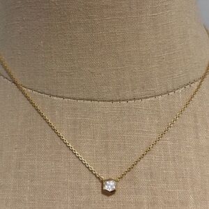 Kendra Scott Davie Necklace Rock Crystal 18K Gold Vermeil